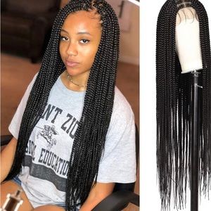 Kalyss 36" Full Double Lace Front Square Knotless Box Braided Wig
